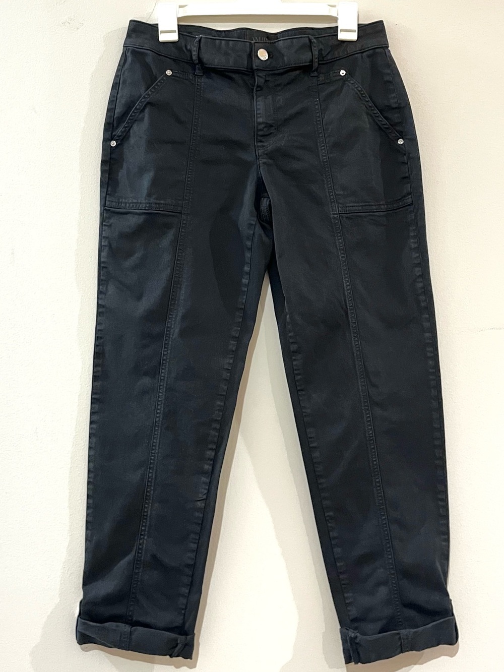 WHBM Pret Crop Tapered Mid-Rise Black Pants Size 6